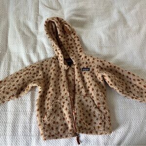 Patagonia Fleece Hooded Jacket - Beige and Brown